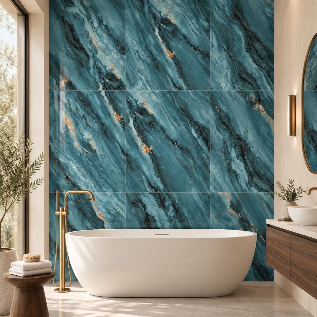CA BENTLEY AQUA_EL, marble-look wall tile for bathroom